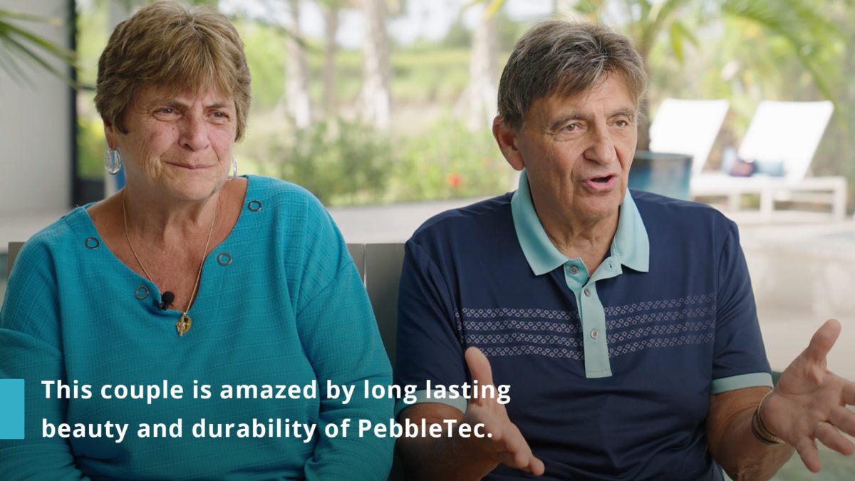 Click to play testimonial video about a couple who is amazed by long lasting beauty and durability of PebbleTec