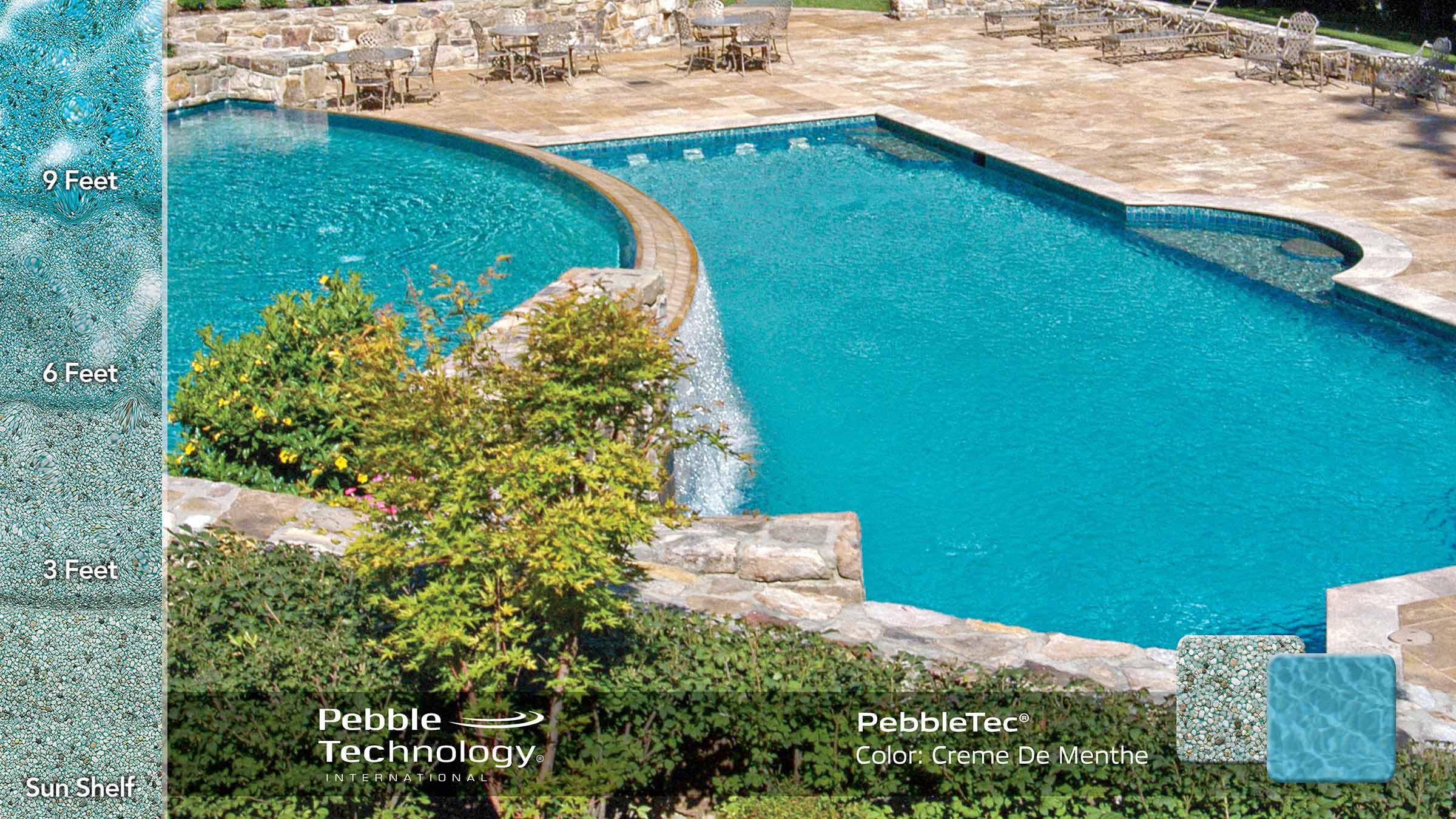 photo of PebbleTec Creme de Menthe Pool Finish Collage