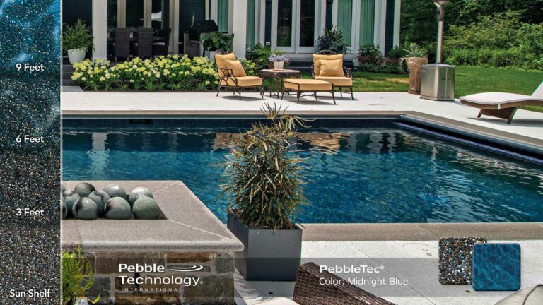 photo of PebbleTec Midnight Blue Pool Finish Collage