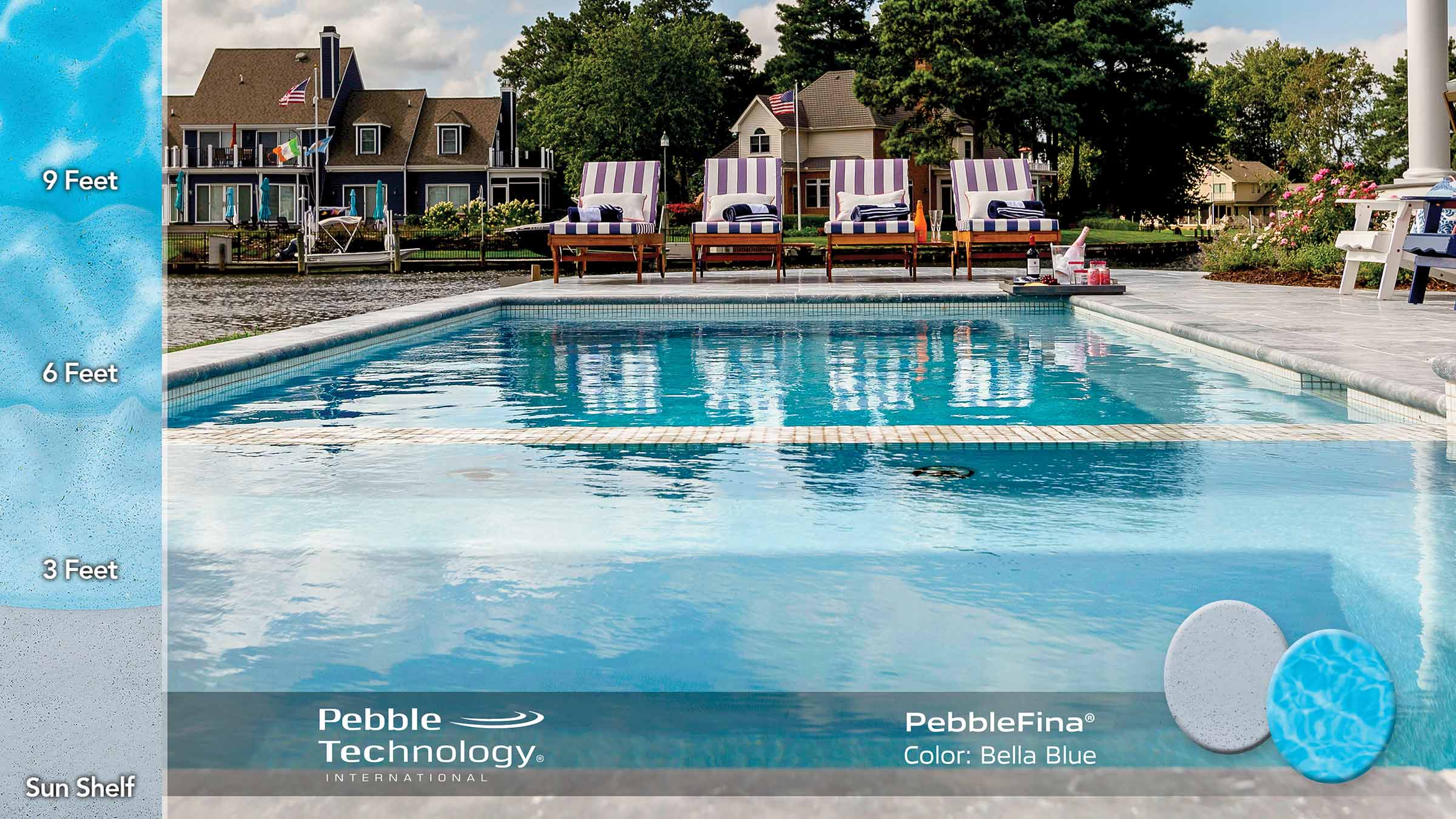 Photo Collage of Pebble Fina Bella Blue Pool Finish