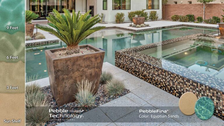 Photo Collage of Pebble Fina Egyptian Sands Pool Finish