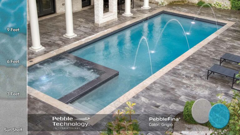 Photo Collage of Pebble Fina Grigio Pool Finish