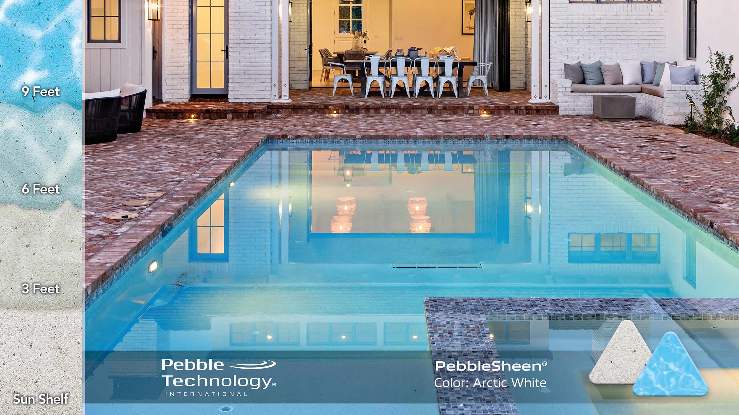 Photo Collage of Pebble Sheen Arctic White Pool Finish