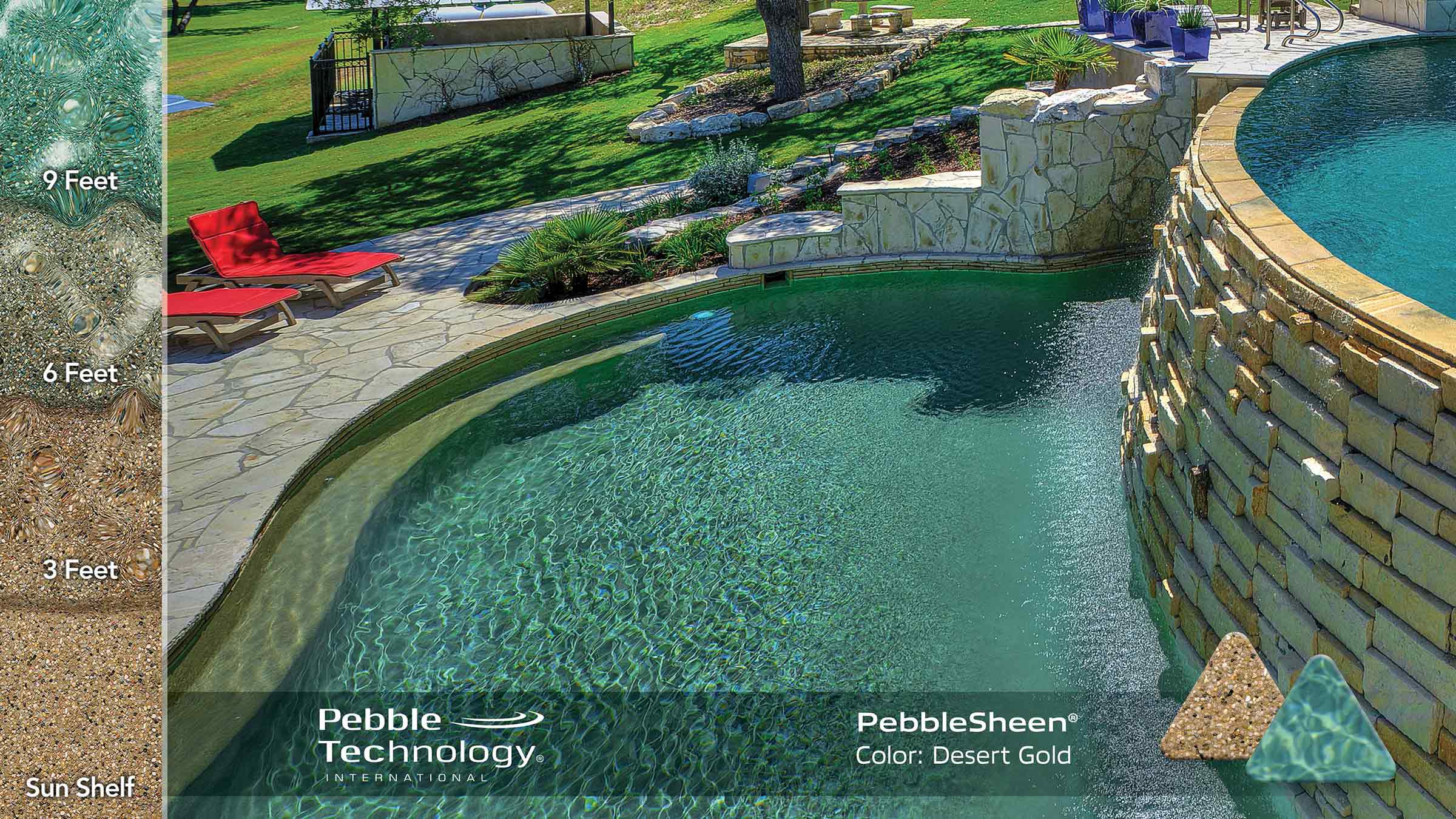 Photo Collage of Pebble Sheen Desert Gold Pool Finish