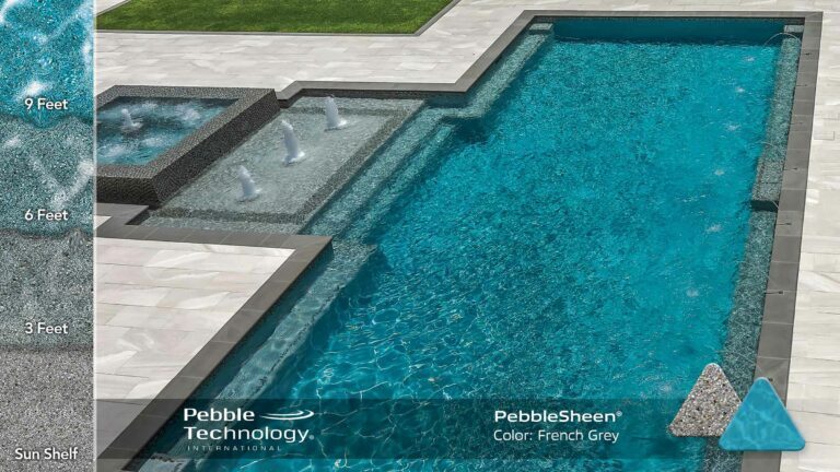 Photo Collage of Pebble Sheen French Grey Pool Finish