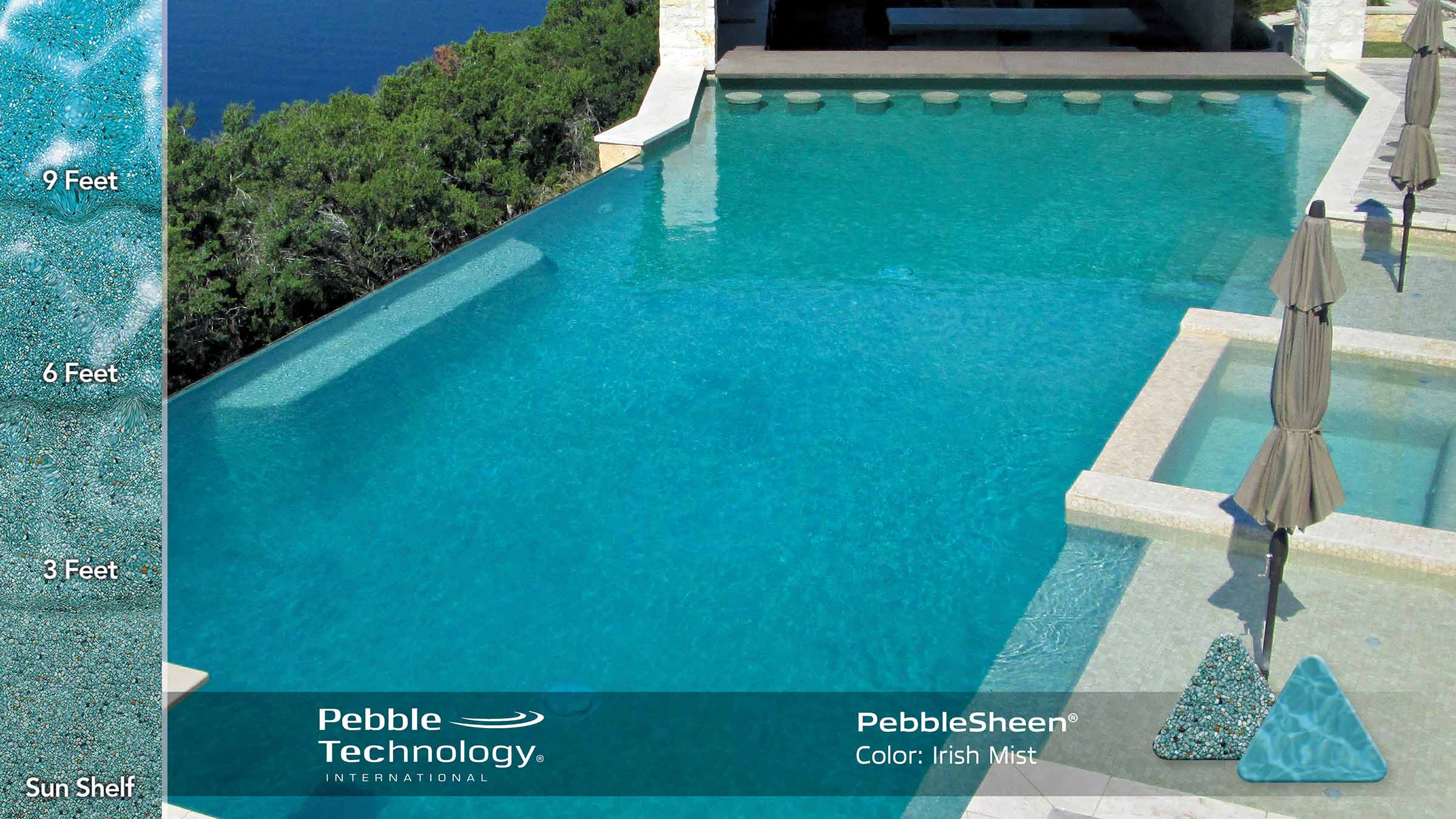 photo collage of Pebble Sheen Irish Mist pool finish