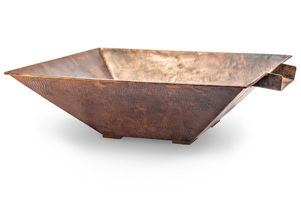 Hammered Copper Square Water Bowl