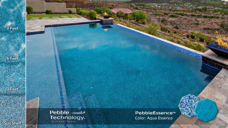 Photo Collage of Pebble Essence Aqua Essence Pool Finish