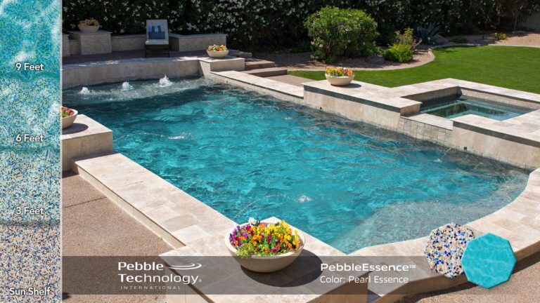 Photo Collage of Pebble Essence Pearl Essence Pool Finish