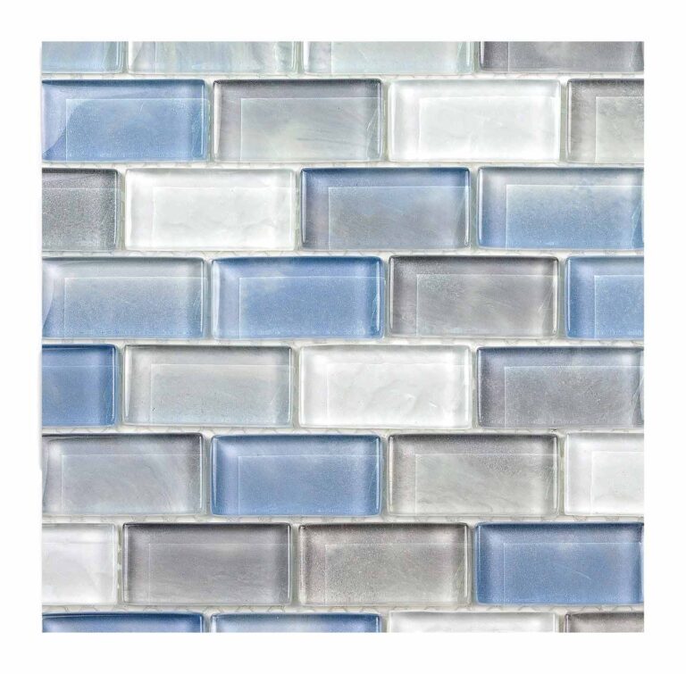 closeup image of 2 inch pebbletec glass tile in white & tan color White Sand