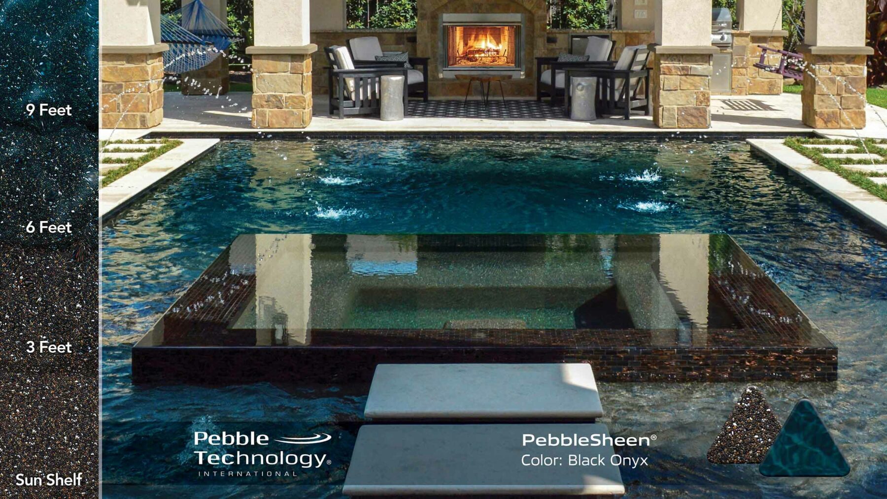 Photo Collage of Pebble Sheen Black Onyx Pool Finish