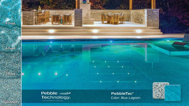 photo of PebbleTec Blue Lagoon Pool Finish Collage
