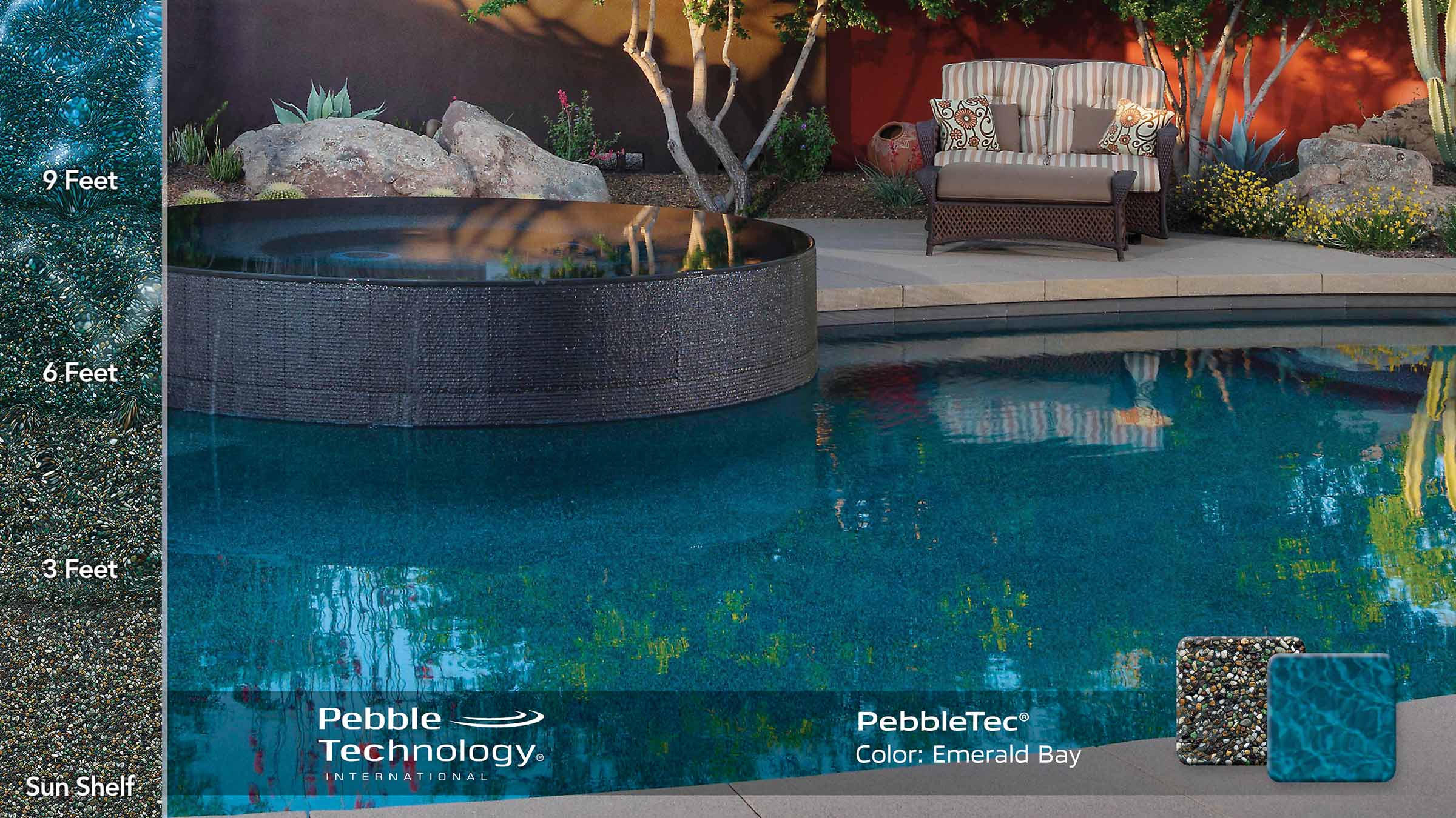 photo of PebbleTec Emerald Bay Pool Finish Collage