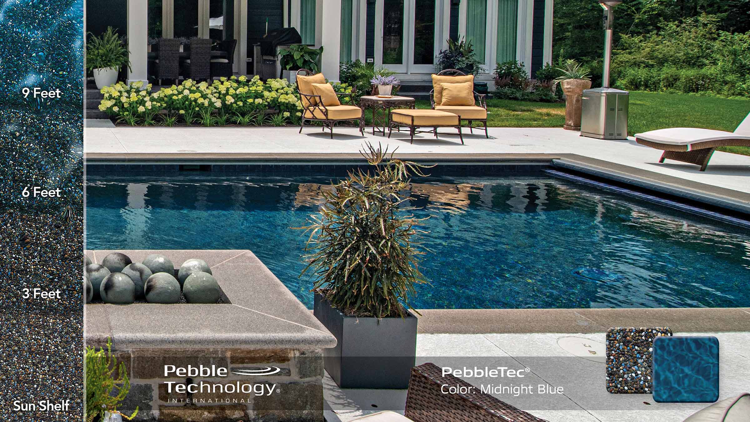 photo of PebbleTec Midnight Blue Pool Finish Collage