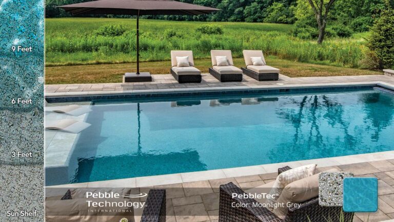photo of PebbleTec Moonlight Grey Pool Finish Collage