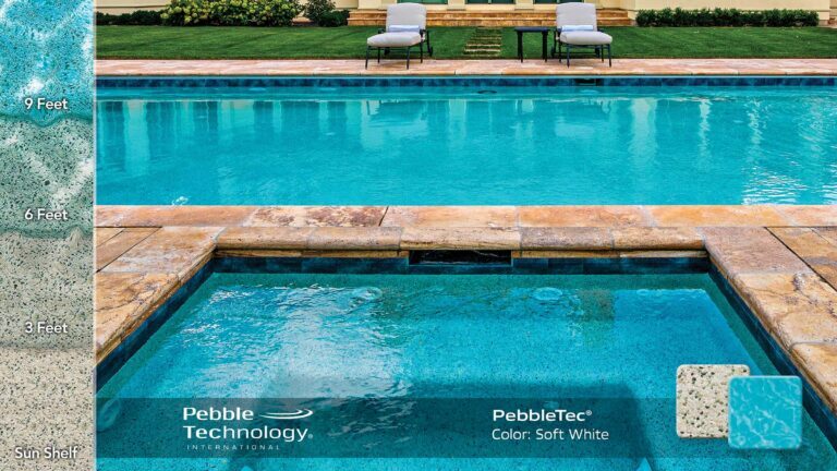 photo of PebbleTec Soft White Pool Finish Collage