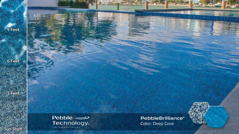 photo of PebbleTec PebbleBrilliance Deep Cove Pool Finish Collage