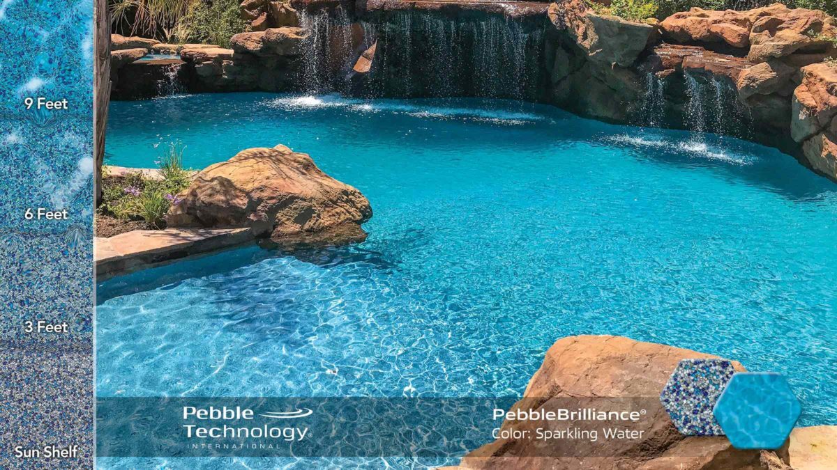 photo of PebbleTec PebbleBrilliance Sparkling Water Pool Finish Collage
