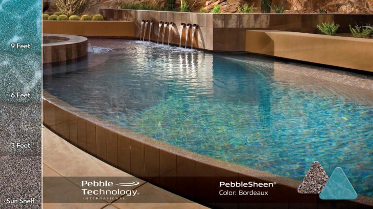 Photo Collage of Pebble Sheen Bordeaux Pool Finish