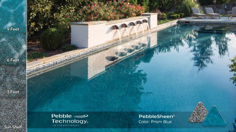 Photo Collage of Pebble Sheen Prism Blue Pool Finish