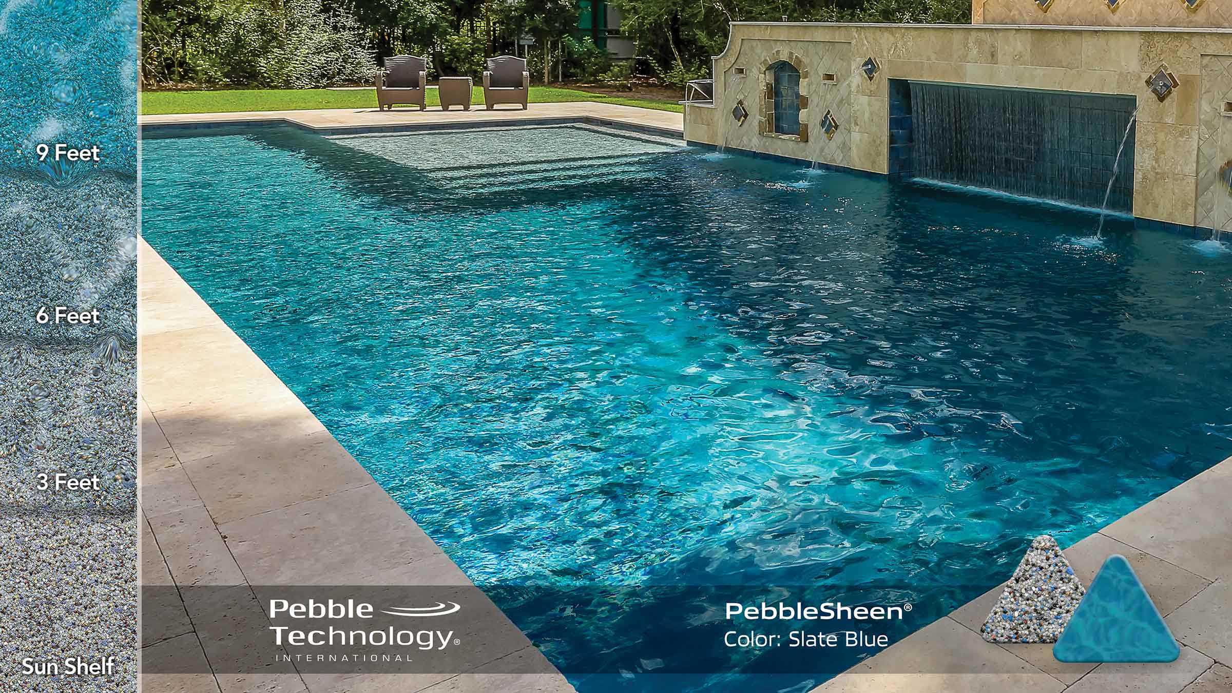 Photo Collage of Pebble Sheen Slate Blue Pool Finish