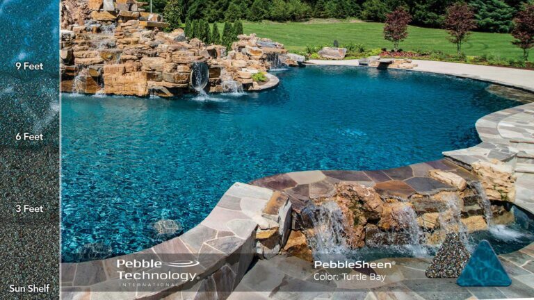 Photo Collage of Pebble Sheen Turtle Bay Pool Finish