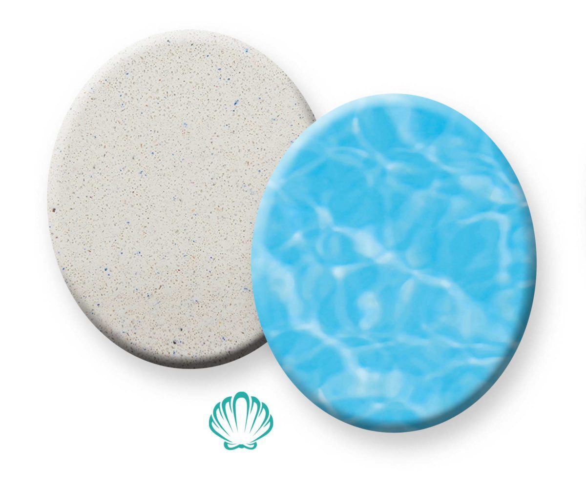 Pebble Fina Cielo blue finish sample
