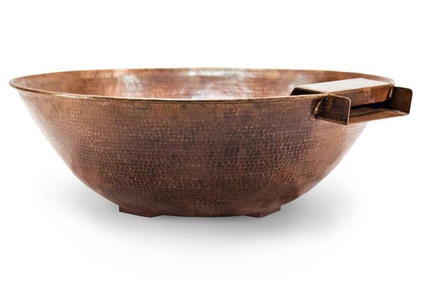 Hammered Copper Round Planter & Water Bowl