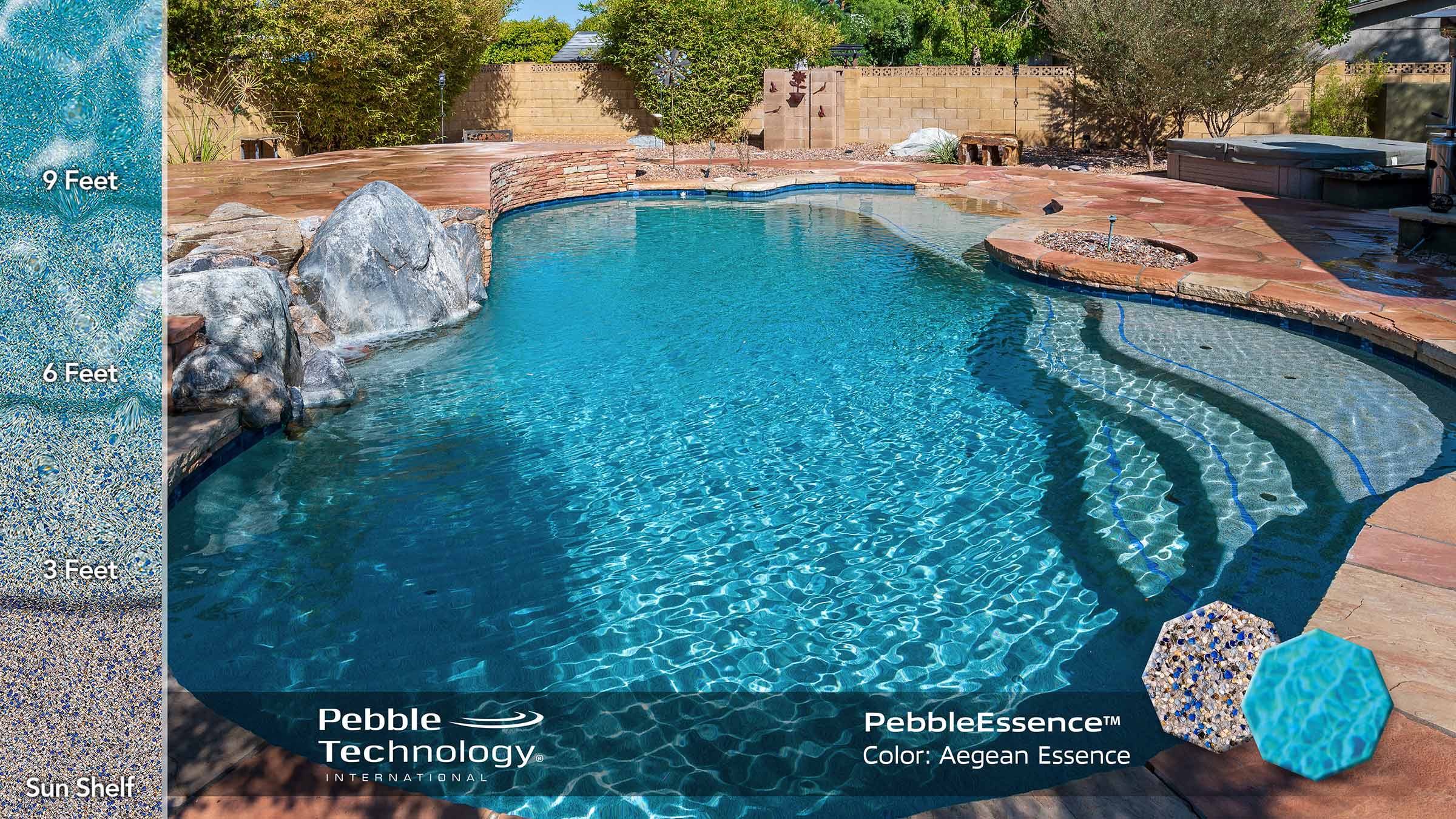Photo Collage of Pebble Essence Aegean Pool Finish