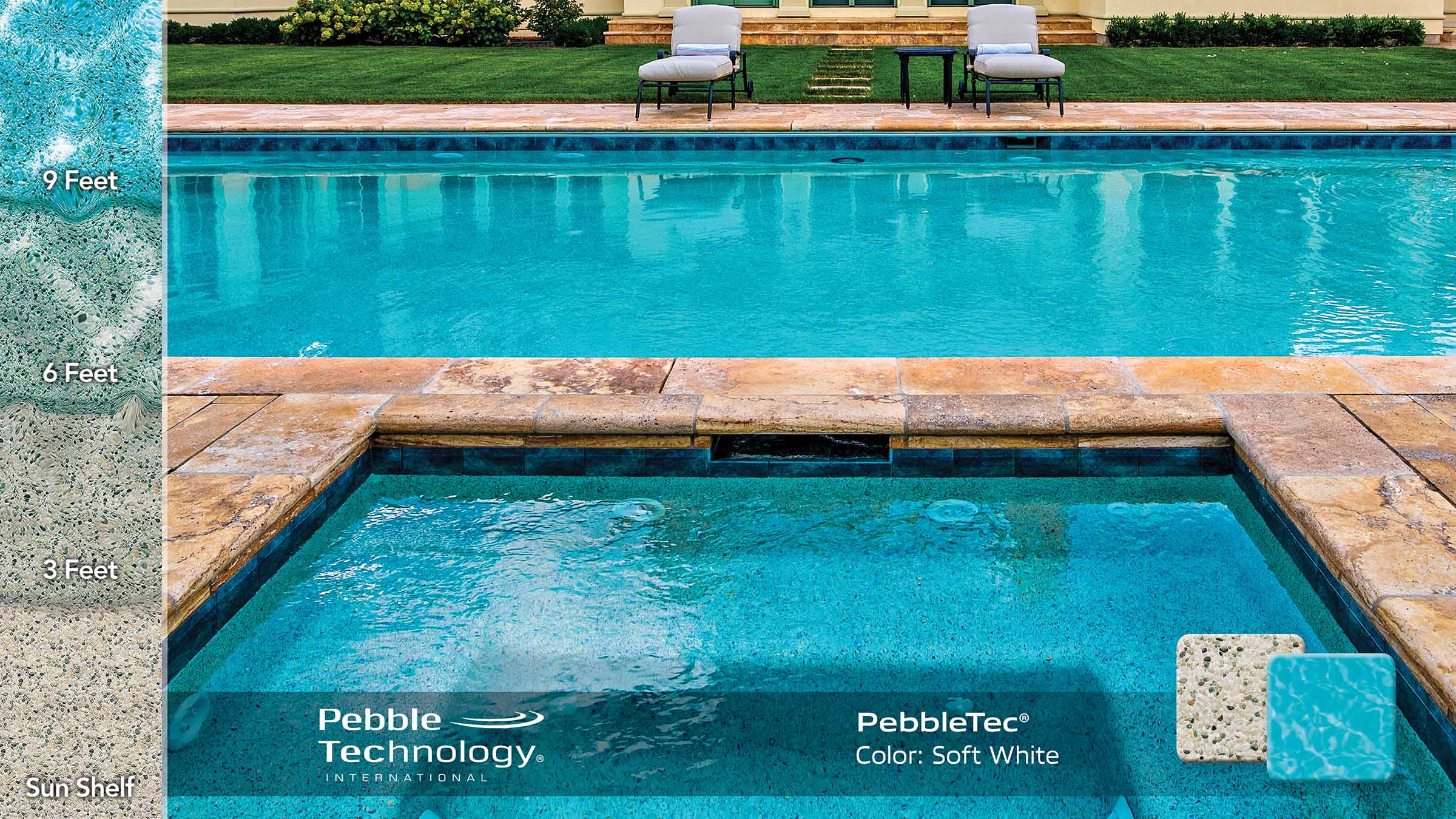 photo of PebbleTec Soft White Pool Finish Collage